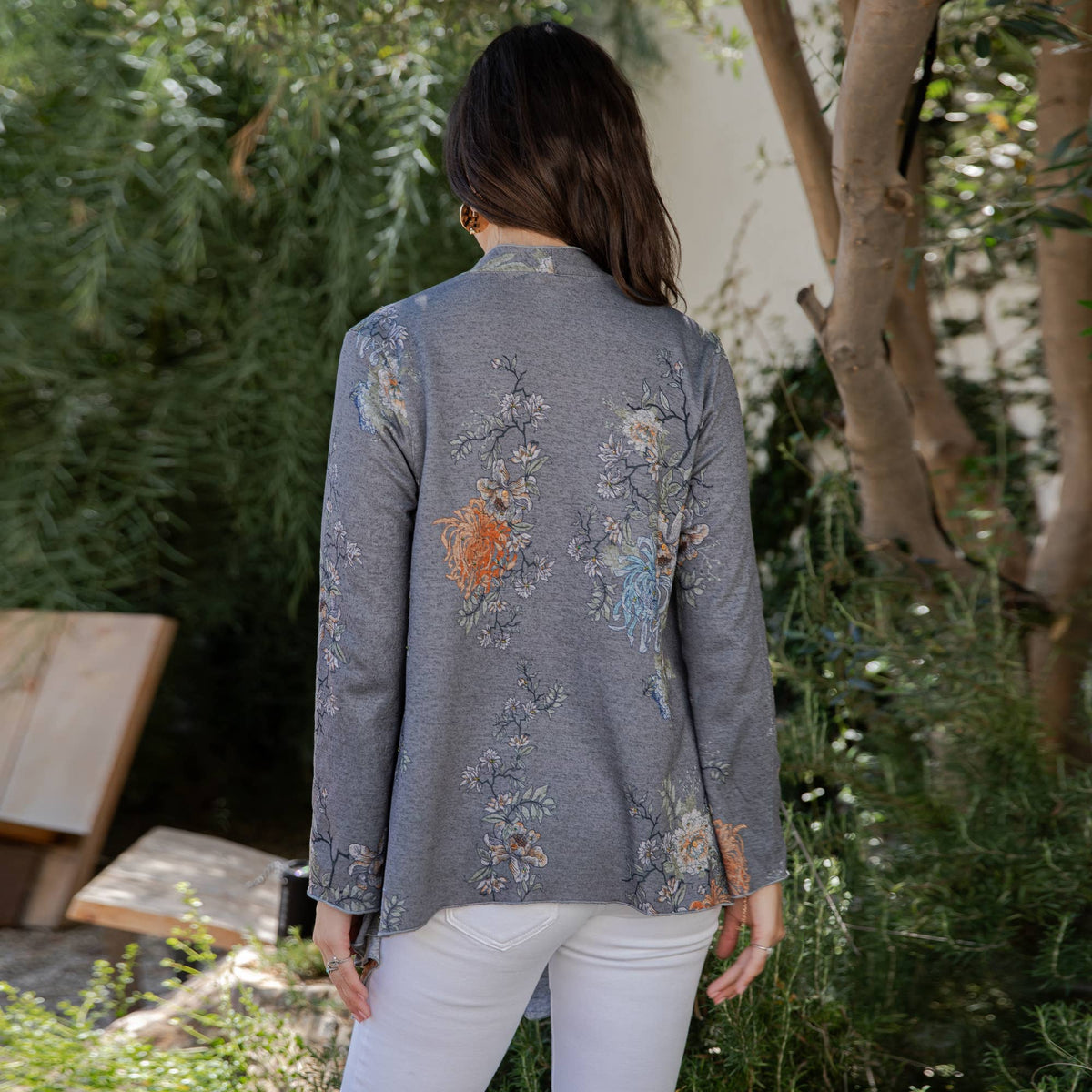 Young Threads - Artisan Plush Knit Kimono Shrug with Handcrafted Embroidery
