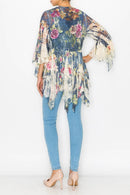 Origami Apparel ~ Lace and Crochet inspired - OLS-4618 BG/DENIM ROSE CARDIGAN