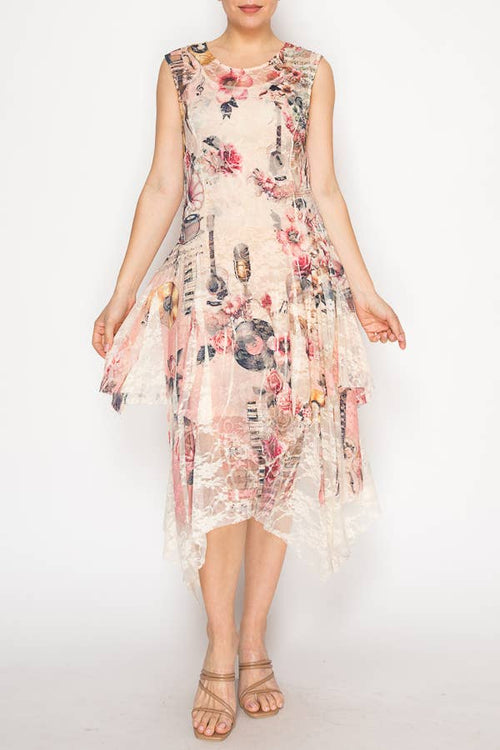 Origami Apparel Sleeveless Lace Midi Dress – 4609BG PK Guitar