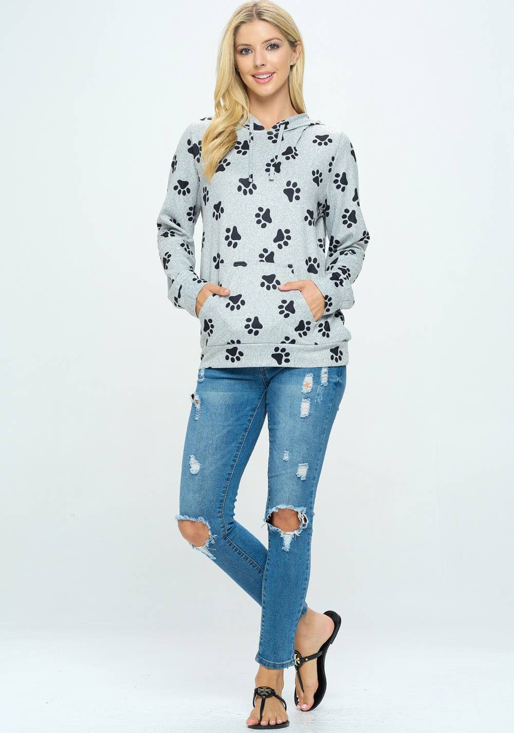 LA Soul - Paw Print Plus Size Hoodie With Pocket