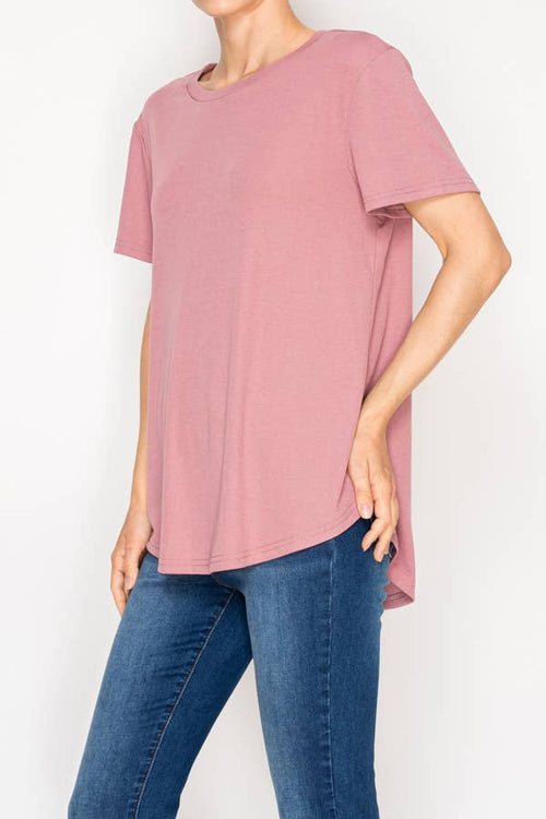 Origami Apparel ~ Lace and Crochet inspired - Ultra-Soft Short Sleeve Tee - OLS-4867DUSTY ROSE