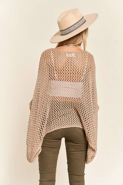 Madelyn - LESW3218 - FISHNET PONCHO COVER UP