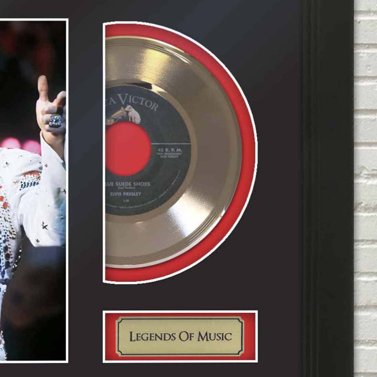 Gold Record Outlet - Elvis Blue Suede Shoes Legends of Music Gold Display