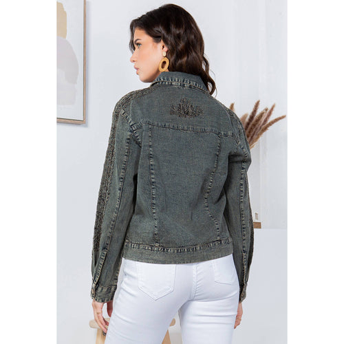 Young Threads - Western Women’s Long Sleeve Button Down Crop Denim Jacket
