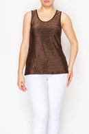 Origami Apparel ~ Lace and Crochet inspired - Shimmery Essential Sleeveless Lurex Tank - 4844COPPER