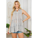 Young Threads - Sleeveless Jhabla Top Embroideried Stonewashed