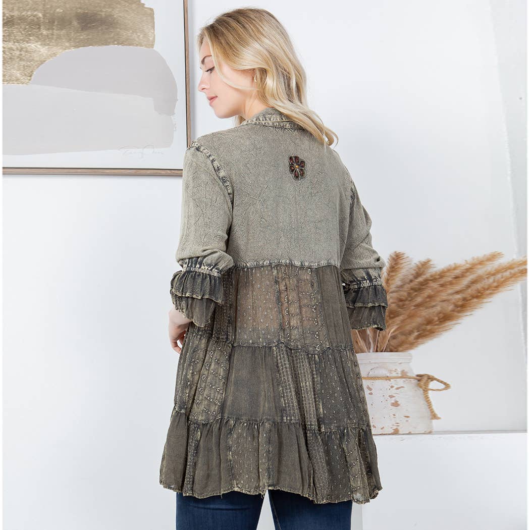 Young Threads - Women’s Mexican Embroidery Blouse - Gathered Waist Shirt