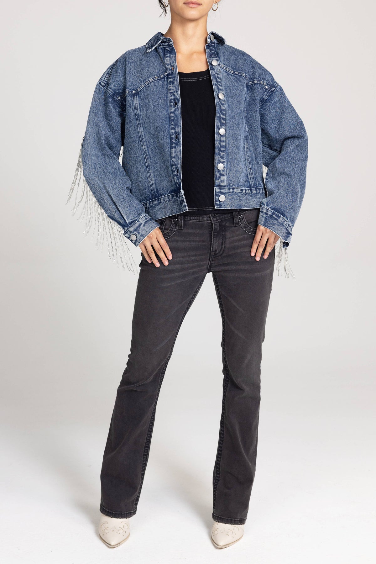 Miss Me-Nashville Fringe Denim Jacket