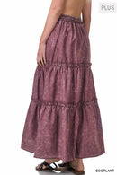 SI-23133- PLUS SIZE WOVEN ACID WASH DRAWSTRING WAIST TIER