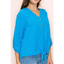 Perseption - VNECK AIR FLOW SMOCKING SHOULDER TIE FRONT SHIRT