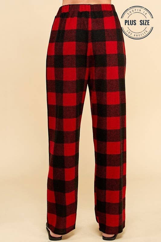 Shopin LA - SPP8043P PLUS COMFY DRAWSTRING PLAID LOUNGE COMFY PANTS