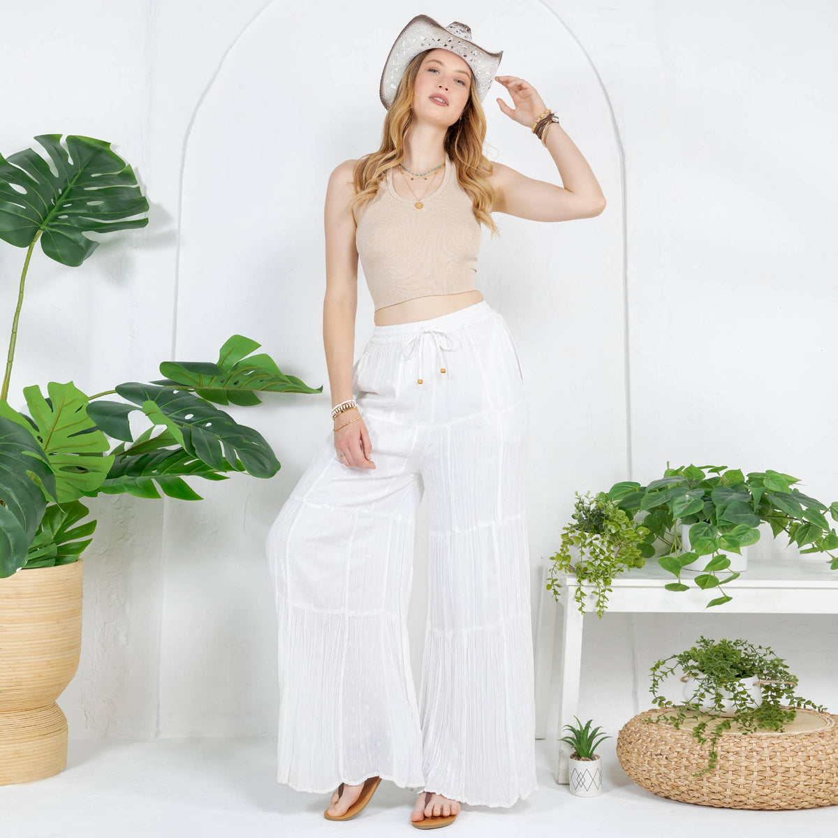 Young Threads - Retro Revival Long Flared Patchwork Pants (New Color)