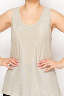 Origami Apparel ~ Lace and Crochet inspired - Shimmery Essential Sleeveless Lurex Tank - 4844BEIGE