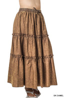 SI-23133- PLUS SIZE WOVEN ACID WASH DRAWSTRING WAIST TIER