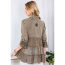 Young Threads - Women’s Mexican Embroidery Blouse - Gathered Waist Shirt