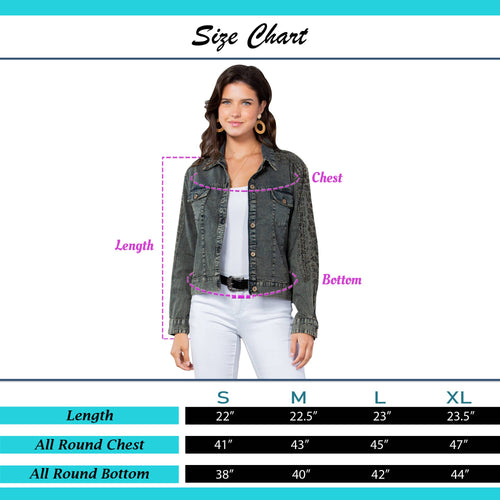 Young Threads - Western Women’s Long Sleeve Button Down Crop Denim Jacket