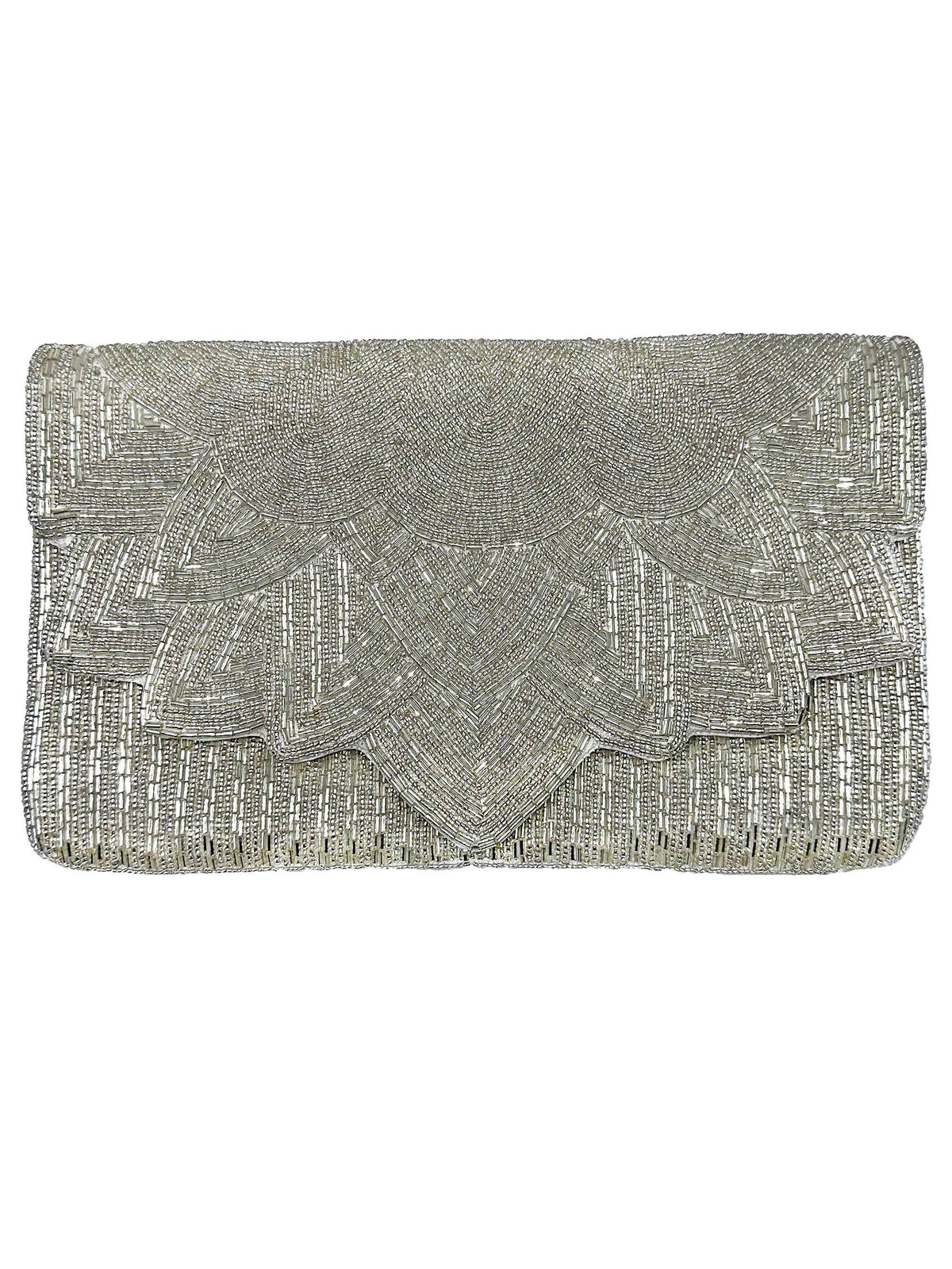 Ole - SILVER SCALLOPED Beaded Clutch LAC-SS-747