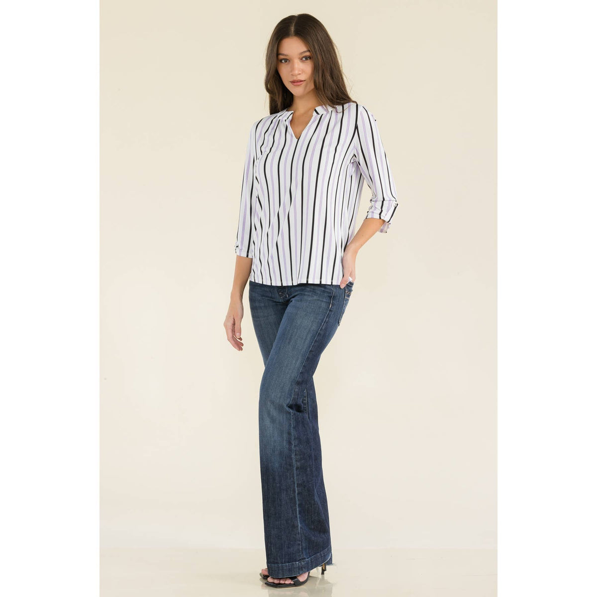 Perseption - FLAT BUTTON FULL PLACKET MANDERINE SHIRT