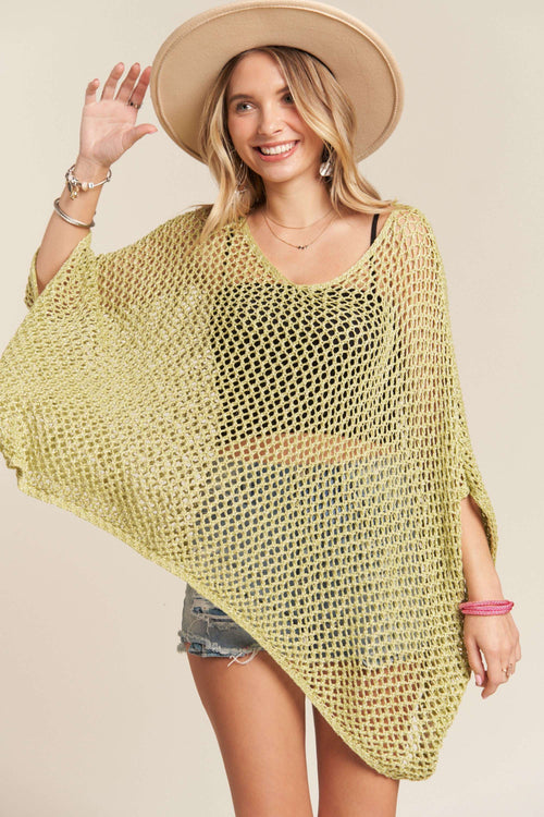 Madelyn - LESW3218 - FISHNET PONCHO COVER UP
