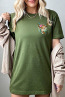 Front view of a Wild West graphic short-sleeve T-shirt with a small chest graphic