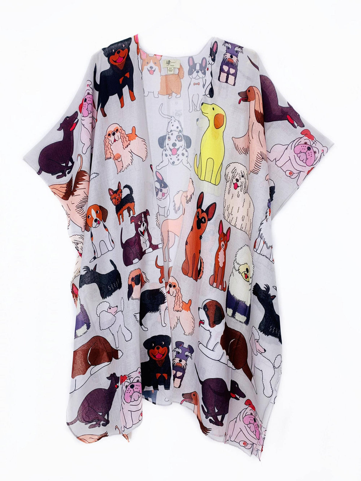JC Sunny Fashion - JC062685 Cutest Puppy Kimono-L. Grey/Multi