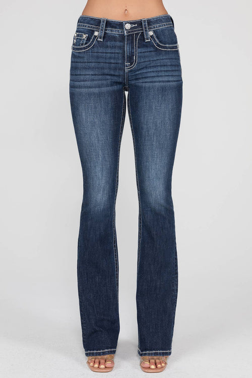 Miss Me-M9250B-Mid-Rise Bootcut Jeans