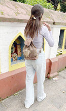 Earth Divas - Cotton Backpack With Embroidered Sea Turtle, Brown