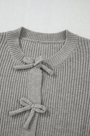 Fiery Red Sweet Bow Front Knit Cardigan
