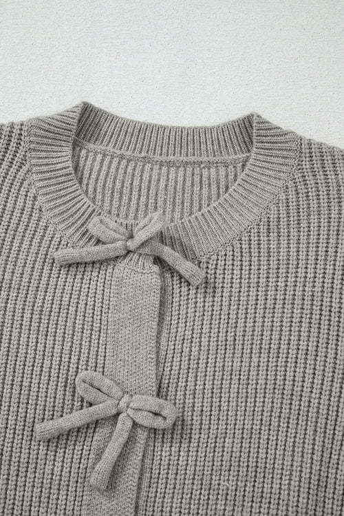 Fiery Red Sweet Bow Front Knit Cardigan