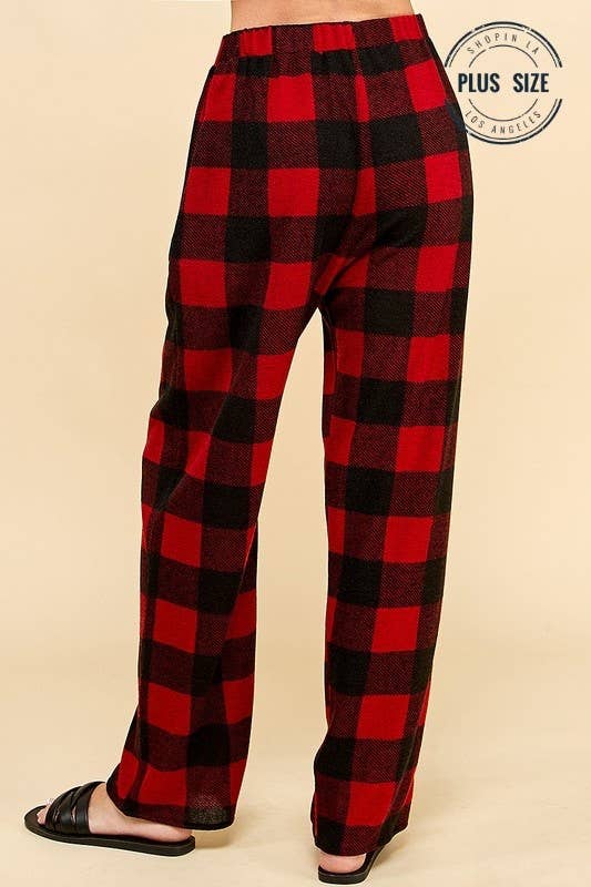Shopin LA - SPP8043P PLUS COMFY DRAWSTRING PLAID LOUNGE COMFY PANTS