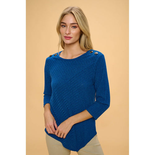 Perseption - SCOOP NECK BUTTON SHOULDER SWEATER