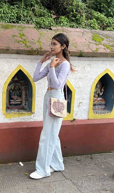 Earth Divas - Hemp, Cotton Shoulder Crossbody Bag Front Flap