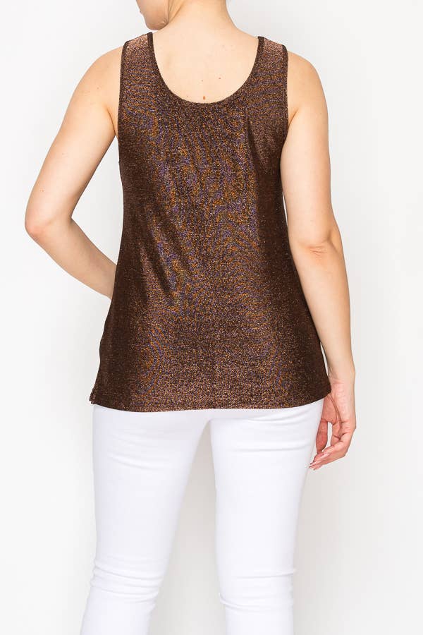 Origami Apparel ~ Lace and Crochet inspired - Shimmery Essential Sleeveless Lurex Tank - 4844COPPER