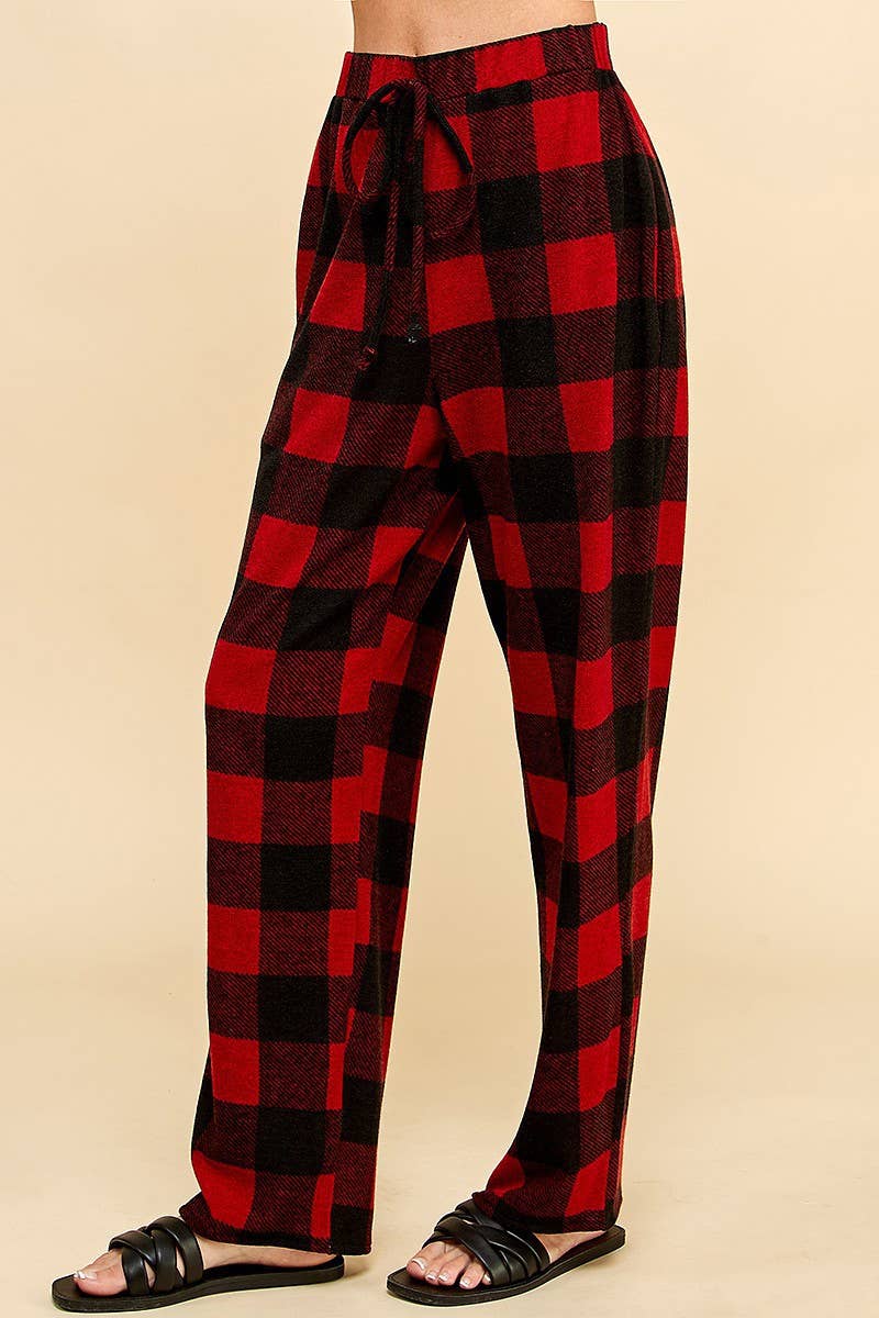 Shopin LA - SPP8043 WOMEN COMFY DRAWSTRING PLAID LOUNGE COMFY PANTS
