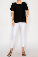 Origami Apparel ~ Lace and Crochet inspired - SUBTLY SPARKLY LUREX FABRIC SHORT SLEEVE TUNIC TOPOLS-4874BK