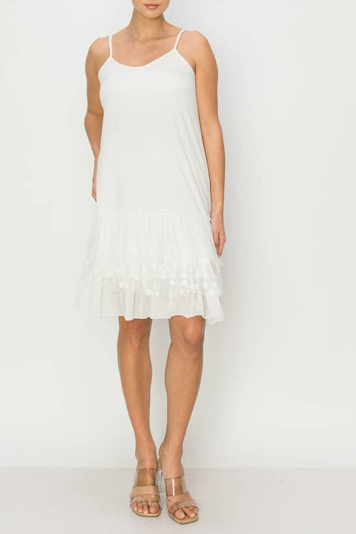 Origami Apparel ~ Lace and Crochet inspired - OLS-4672 IVORY SLIP DRESS OR EXTENDER