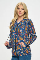LA Soul - Floral Cat Zipper Hoodie