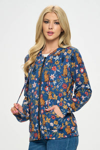 LA Soul - Floral Cat Zipper Hoodie