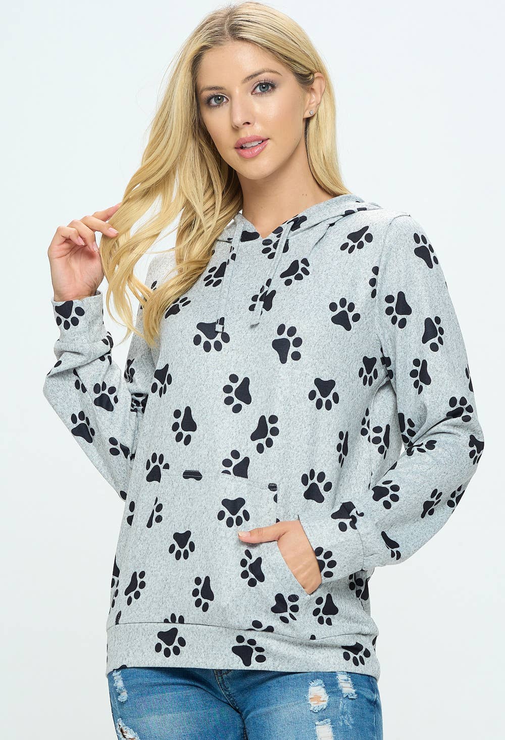 Paw Print Hoodie With Pockets Purrfect for Animal Lovers