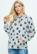 Paw Print Hoodie With Pockets Purrfect for Animal Lovers