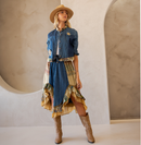 Young Threads - Western Boho Chic: Patchwork Cropped Denim Jacket