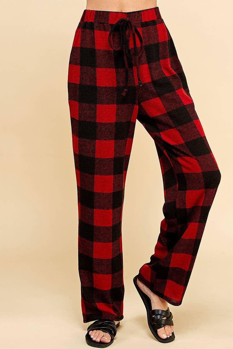 Shopin LA - SPP8043 WOMEN COMFY DRAWSTRING PLAID LOUNGE COMFY PANTS