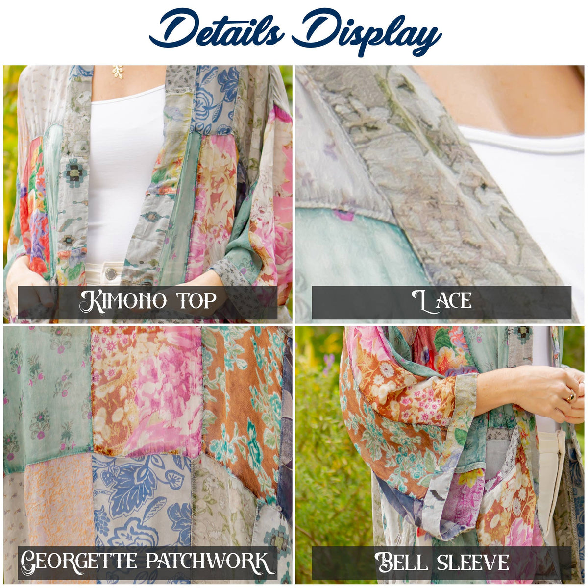 YOUNG THREADS - Western Kimono Top In Overdyed Mix N Match Patches