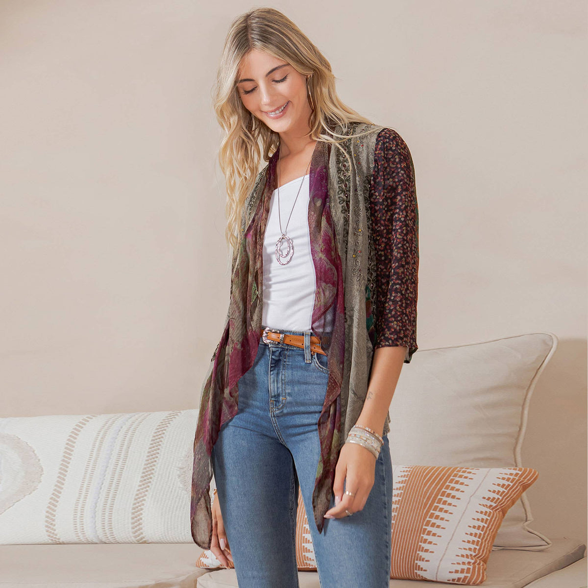 Young Threads - Bohemian Elegance: Stonewashed Rayon Kimono