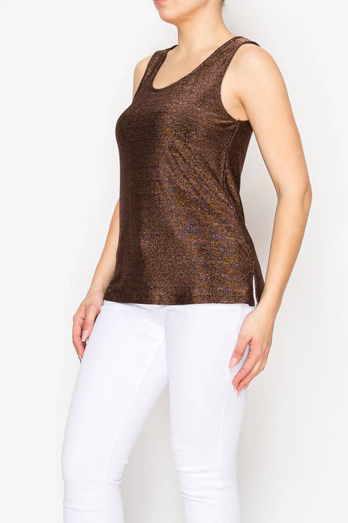 Origami Apparel ~ Lace and Crochet inspired - Shimmery Essential Sleeveless Lurex Tank - 4844COPPER