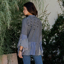 Young Threads - Printed Rayon Kimono Shrug with Embroidery (New Color)