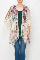 Origami Apparel ~ Lace and Crochet inspired - OLS-4618 BG/BIG ROSE CARDIGAN