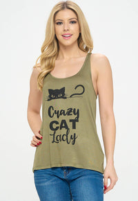 LA Soul - Crazy Cat Lady Print Graphic Tanktops