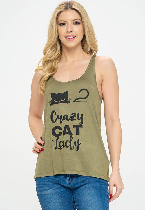 LA Soul - Crazy Cat Lady Print Graphic Tanktops