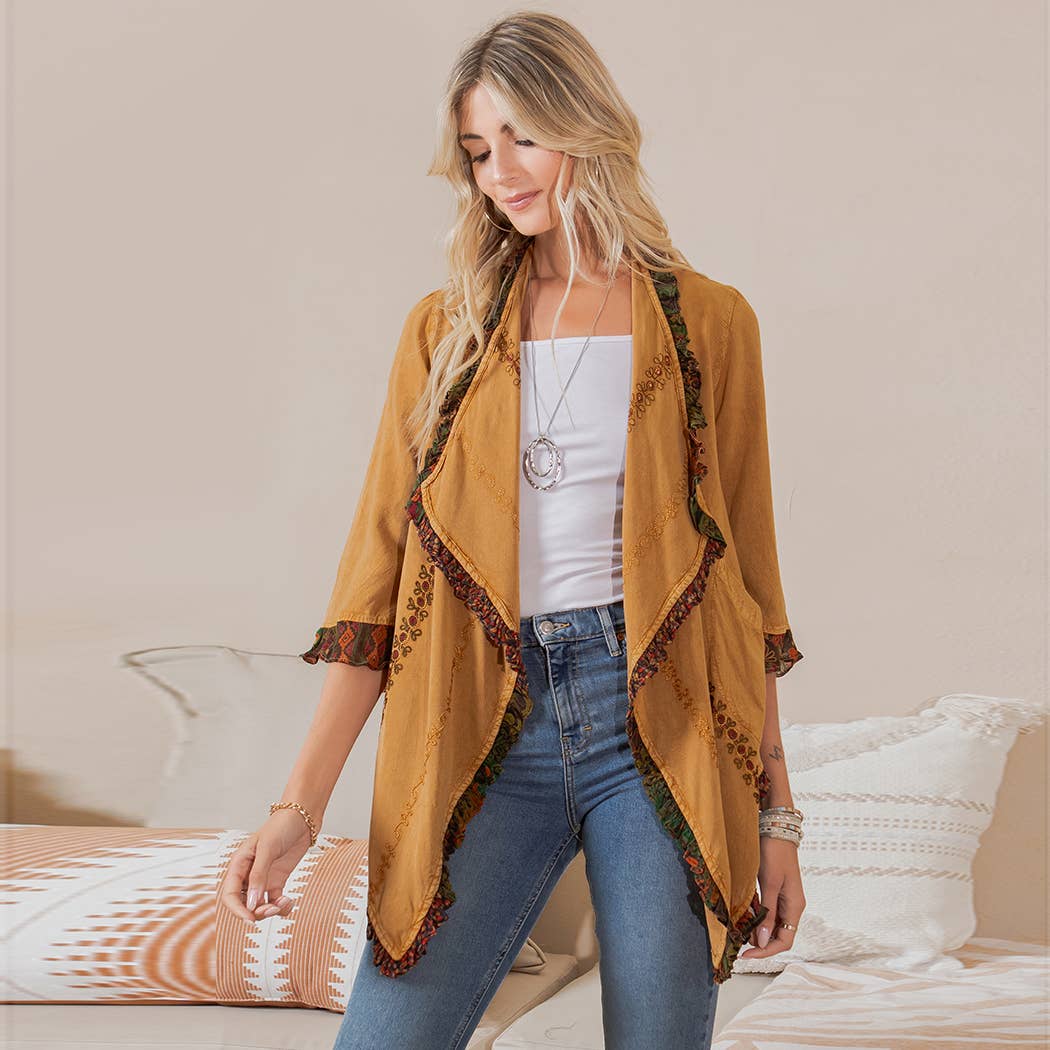 Young Threads - Bohemian Elegance: Stonewashed Rayon Kimono